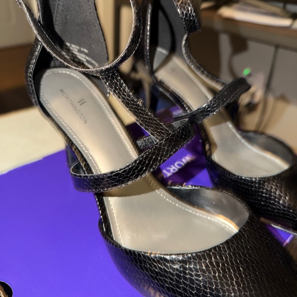 Black Textured Heels